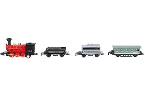 Zerodis Children's Alloy Toy Car, Retro Steam Train Classical Alloy Plastic Simulated Train Pull-back Model Child Toy Gift Set(Red)