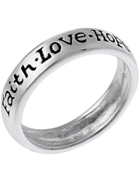 Spiritueller Ring 'Faith – Love – Hope' (Glaube – Liebe – Hoffnung), Sterling Silber