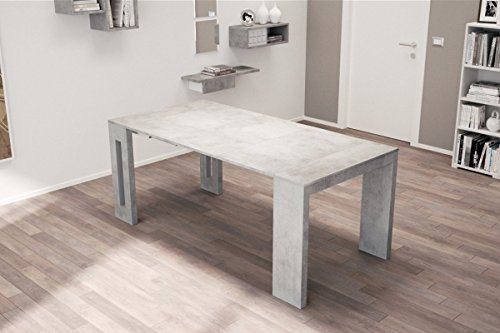 ROMA – Italian Made Extending Dining Table / Computer Desk / Console in Beautiful 'Cemento' (Grey) Finish