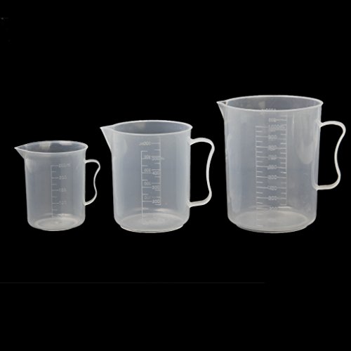 3 Stk. 250ml 500ml 1000ml Messkanne Transparente Plastikmessbecher Messbecher mit Griff - 2