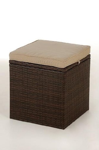 VIVANNO Hocker "Palu" mit Kissen Wäschebox aus Polyrattan, bicolor braun