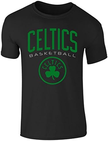 Men's Roundneck Printed Short Sleeve Boston Celtics Basketball T Shirt UK Size S-XXl (XX-Large) Black