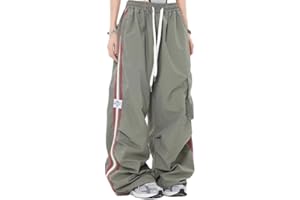 ATTRIA Luźne spodnie cargo dla kobiet Acubi sznurek niski stan spadochron spodnie dresowe Y2K Emo spodnie dresowe z szerokimi nogawkami Alt Clothes