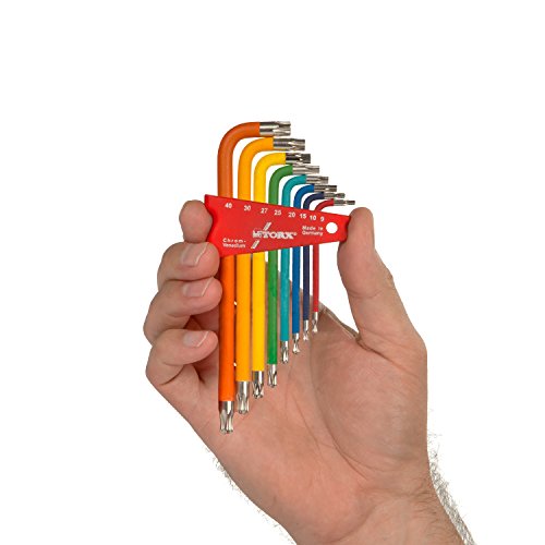 TORX® 70587 Winkel Schraubendreher Set Farbcodiert mit Kugelkopf 8tlg. TX 9-40 | Made in Germany | Torxschlüsselsatz | Schraubenschlüssel | T9 | T10 | T15 | T20 | T25 | T27 | T30 | T40 | TX | bunt | farbig | für Torx Schrauben - 3