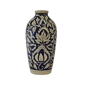 Craftghar Decorative Flower Vase for Living Room | Made of Ceramic Long Vase | Handmade Flower Vase Ceramic | Ideal Diwali Gifts for Family and Friends , Blue