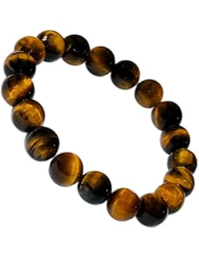 Kaltner Präsente Geschenkidee - Power Armband mit Kugeln aus dem Edelstein Tigerauge (Stretch Band)