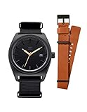 adidas Herrenuhr Process_Pk2.Nato Horween Aus Leder Und Nylon Nato Träger, 20 Mm Breite (Alle Schwarz/Gold / Tan.40Mm)
