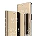 Price comparison product image MLOTECH Xiaomi Pocophone F1 case + tempered glass Flip Clear View Translucent Standing Cover Mirror Plating Holder Full Body 360°Smart Cover Protection Gold