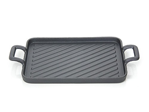 Santos Plancha Grillplatte 25cm x 19cm x 1,8cm - Grillpfanne Gusseisen Gusspfanne Pfanne Grillzubehör Guss für Gasgrill oder Kohlegrill