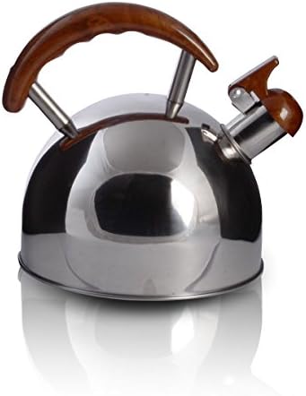 Whistling Kettle 2L Brown Silver Style Stainless Steel Hob Stove Gas Classic