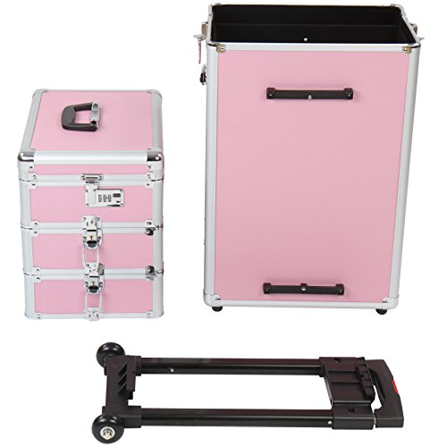 Vojagor Kosmetikkoffer Beautycase Kosmetiktasche Schminkkoffer Makeup Koffer Make Up Koffer Trolley Kosmetik Reiseaccessoires Trolley-System mit 2 Skaterrollen (Farbwahl) - 6