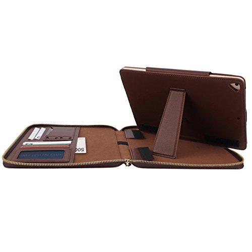 XGUO iPad mini 4 Wallet Ledertasche für iPad mini 4 Hülle Cover mit Echtleder Schutzhülle Ständer und Tragegriff(Brown,iPad Mini 4) - 3