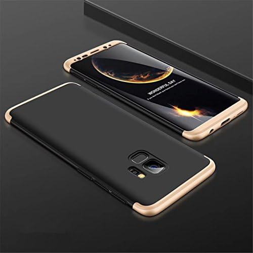 Samsung Galaxy S9 Plus Case Fanxwu 360 Degree Protection 3 in 1 Combination Ultra Slim Cover Anti-scratch Protective Rubber Hard Case - Gold+Black