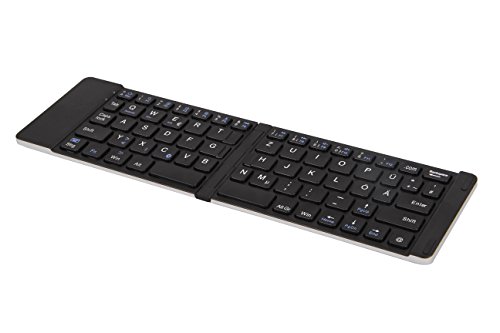 XLYNE 54002 Bluetooth Tastatur für Smartphone/Tablet/Smart-TV (faltbar/kabellos/handlich/QWERTZ-Layout) silber