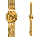 Swatch Damen Digital Quarz Uhr mit Edelstahl Armband SFK355M