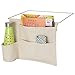 Produktbild mDesign Betttasche zum Einhängen – geräumiger Nachttisch Organizer aus Baumwolle – mit 4 Taschen – praktische Hängeaufbewahrung für Wasserflasche, Fernbedienung, Tablet, Armbanduhr & Co. – beige