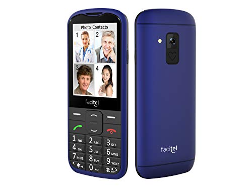 Facitel FS08- Telefono móvil facil Uso con Bluetooth, Botón SOS, Radio FM (FS08, Azul)