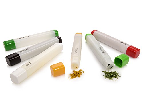Emsa Gewürzstreuer Set aus Kunststoff 6 teilig | Maße 2x2x14,5 cm | In praktischer Stift-Form, perfekt geeignet für den nächsten Camping Urlaub - 2
