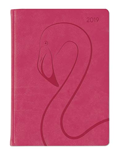Ladytimer Deluxe Pink 2019 - Taschenplaner / Taschenkalender A6 - Tucson Einband - Motivprägung Flamingo - Weekly - 192 Seiten