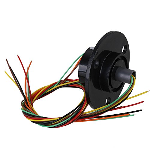 BQLZR 1.73Inch Flang Durchmesser Schwarz 6 Draehte 240VAC / DC Metall 250rpm 2A Industrietestausruestung Kapsel Schleifringleiter