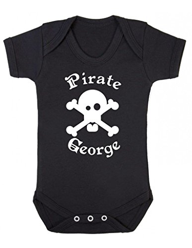 Personalised Pirate Flag Skull And Crossbones Name Any Text Any Colour Custom Baby Grow Vest