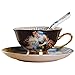Produktbild ufengke-ts Palace Ölgemälde Muster Porzellan Keramik Tee Tasse Kaffee Tasse Set mit Untertasse und Löffel für perfekte Geschenk