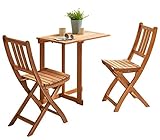 balkonset günstig 3 teiliges Set - Das stilvolle Set besteht aus einem Gartentisch mit einer Fläche von 70 x 45 cm sowie zwei Gartenstühlen.