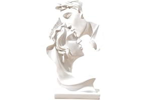 JXCBXJ Scultura bianca,Coppia statua creativa bacio scultura,Statua Bacio d'Amore,Statuette Decorative Casa,statua romantica,Idea Regalo.