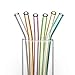 Produktbild AONS 6er Set Wiederverwendbare Farbige gebogen 18cm Glas Strohhalme mit 2 Langen Reinigungsbürsten umweltfreundliche & ideale Kunststoff Alternative