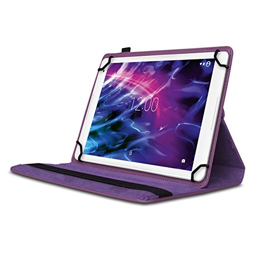 Medion Lifetab P9702 X10302 P10400 P10506 P10505 Tablet Robuste Universal Tablet Schutzhülle aus hochwertigem Kunstleder Hülle Tasche Standfunktion 360° Drehbar kombiniert Schutz und Design in der Farbe Lila Cover Case Universal von UC-Express - 2