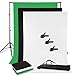 Produktbild BPS Profi Fotostudio Hintergrund system Komplett set 300cm x 200cm / 10ft x 7ft Fotoständer Kit inkl. Hintergrund stoff weiß schwarz grün + Tasche + Studioklemmen für Portrait, Produkt Fotografie und Video Shooting