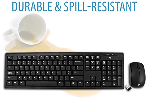 V7 CKW100UK Wireless Combo Tastatur und Maus (Englisch, UK, English, Media-Hot-Keys, USB Nano Receiver) schwarz - 5