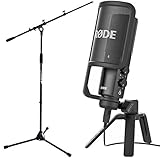 Rode NT-USB Kondensator USB Mikrofon mit Tischstativ und Popschutz + KEEPDRUM Mikrofonständer mit Galgen MS106BK