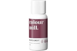 Colour Mill Peinture alimentaire comestible à base d'huile pour crème au beurre, fondant, pâte à sucre, glaçage et chocolat – Bordeaux 20 ml