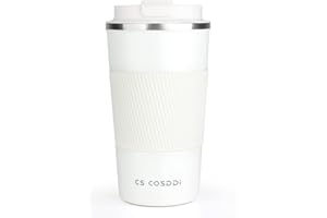 CS COSDDI Tasse à Café Isolée de Voyage en Acier Inoxydable - Double Paroi Avec Couvercle Isolant pour Voiture, Réutilisable et Écologique