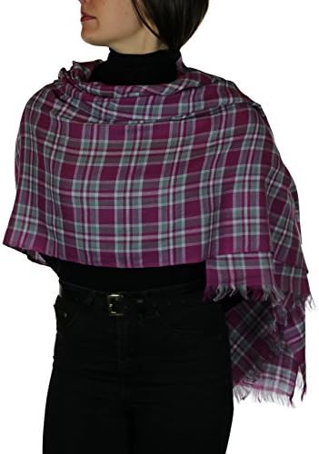 York ShawlsSoft Tartan Check Pashmina Scarf Wrap Shawl with Delicate Tassel Finishing