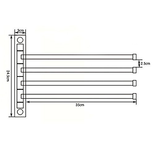 Glighone Handtuchhalter Badezimmer Küche Halter Wandmontage Speicher Organizer mit 4 Swivel Bars SUS304 Edelstahl gebürstet Finish - 5