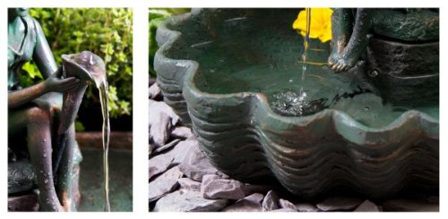Beleuchteter Solarbrunnen – Elfe auf einer Muschel - 4