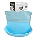 G2PLUS Silicone Baby Bibs Portable Toddler Bib Soft Food Catcher Feeding Pocket Foldable for Diaper Bags (Blue)