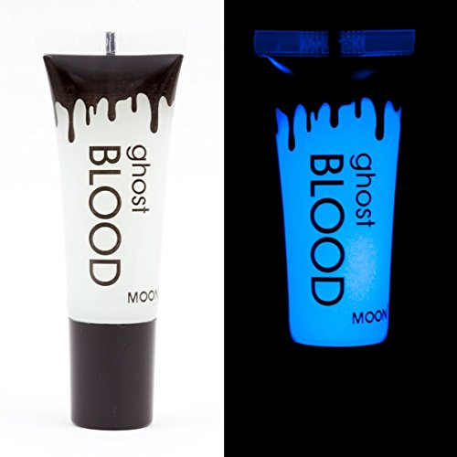 Moon Glow UV Ghost Blood 10ml Pack of 50 Tubes - Halloween Fake Blood - dries invisible but glows blue under UV Lighting