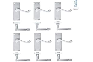 Golden Grace 6 x Pairs of Victorian Scroll Satin Brushed Chrome Lever Latch Door Handles 120mm Long