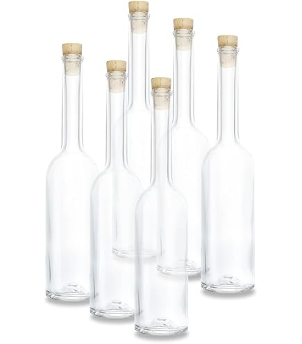 gouveo Set van 20 glazen flessen 500 ml Bordeaux transparant met kurk (HGK) - Lege fles 0,5 l om te vullen - Glazen fles voor likeur, schnaps, olie, azijn