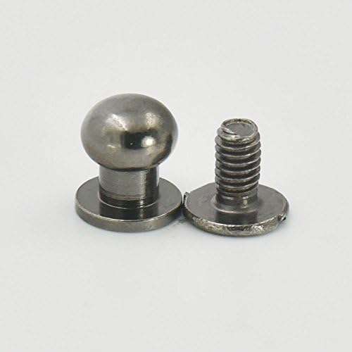 50 Sets 8mm 3/10 Brass Head Button Stud Screwback spot For Screw Chicago nail Nickle Gold Bronze Nickle-Black Color Choice by Head Button Stud Screwback Chicago nail