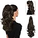 Price comparison product image FESHFEN 19”Long Curly Synthetic Ponytail Extension Clip In/On Claw Hair Piece Drawstring(Dark Brown)