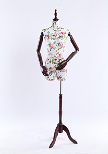 Eurohandisplay 4–0 B Female Tailors Dummy stoffbezogenen, upper body with wooden lid, arms and hands from Wood CAN be adjusted as required; dark Holzstand