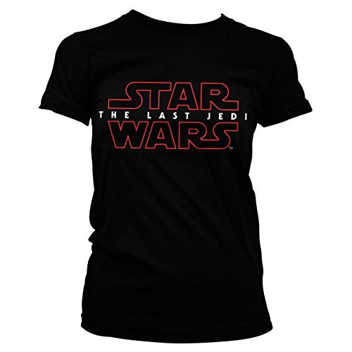 Offizielles-Lizenzprodukt-Star-Wars-The-Last-Jedi-Logo-Schwarz-Damen-T-Shirt-Schwarz-X-Large