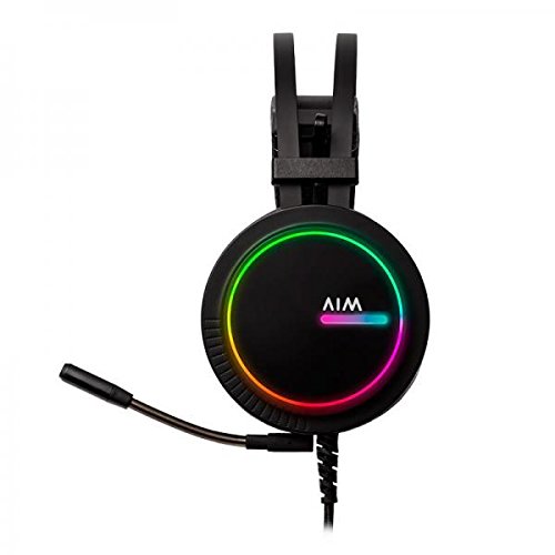AIM - Auriculares gaming profesional  sonido posicional 7 1  iluminaci  n RGB 16 8 millones de colores con 4 modos  drivers de neodimio 50mm  micr  fono flexible con cancelaci  n de ruido  PC PS4   negro