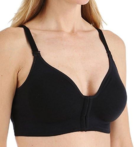 Annette Black Front Fastening, Post Surgical Bra, Soft Cup, Leisure Bra (34DD)