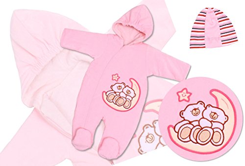 Emboidered Velour Cosy Pramsuit Snowsuit Footmuff Cosytoes with Hat size 0-3m, 3-6m, 6-9m (3-6m/68cm, Pink)