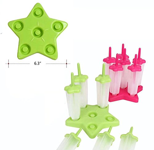 Vpsan 6 Eis Star-Pop Formen am Stiel Formen Wiederverwendbaren Stieleis-Formen,Eisformen Beste Eiscreme Formen(Grün) - 2